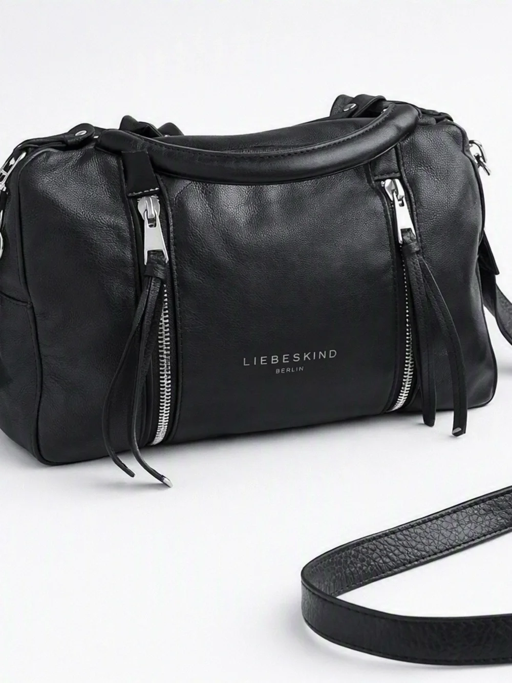 Liebeskind Black Leather Messenger Shoulder Bag